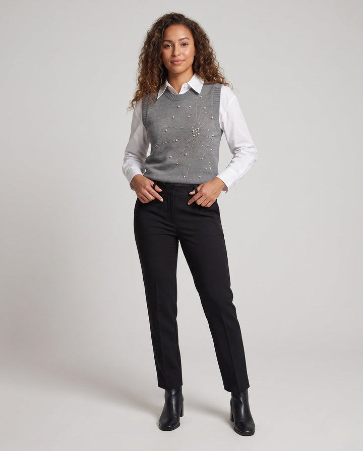Christine | Stylish Beaded Sun Motif Sweater Vest