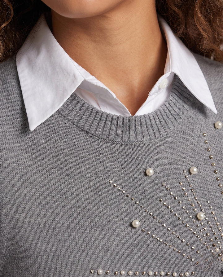 Christine | Stylish Beaded Sun Motif Sweater Vest