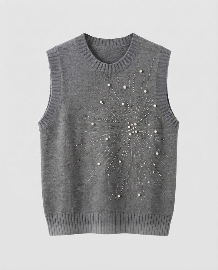Christine | Stylish Beaded Sun Motif Sweater Vest