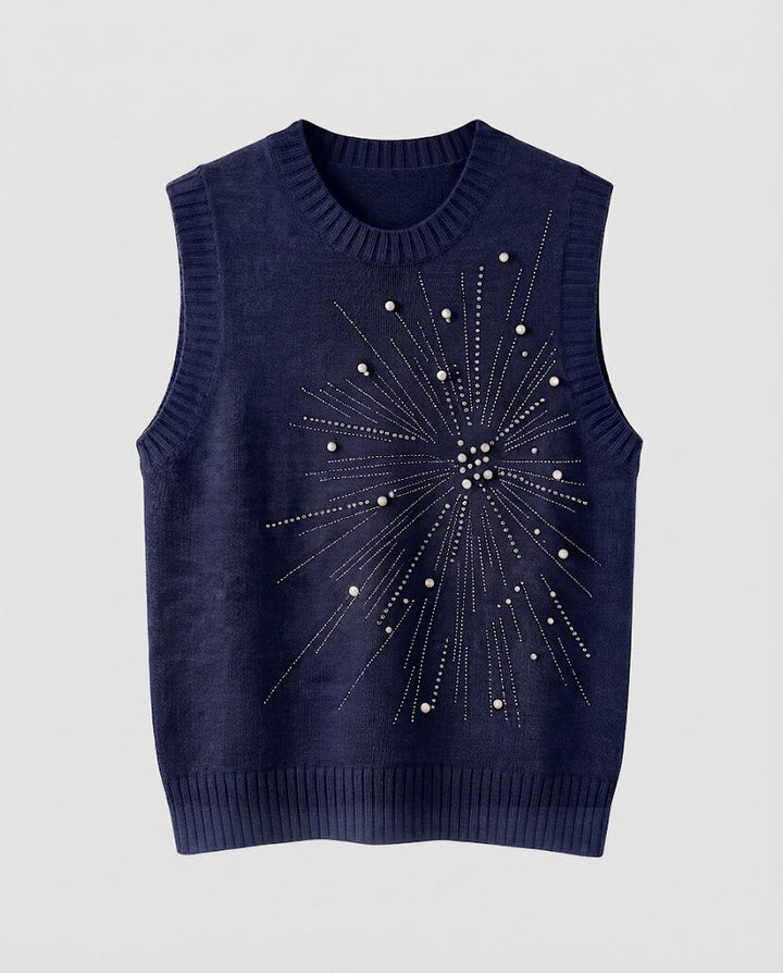 Christine | Stylish Beaded Sun Motif Sweater Vest