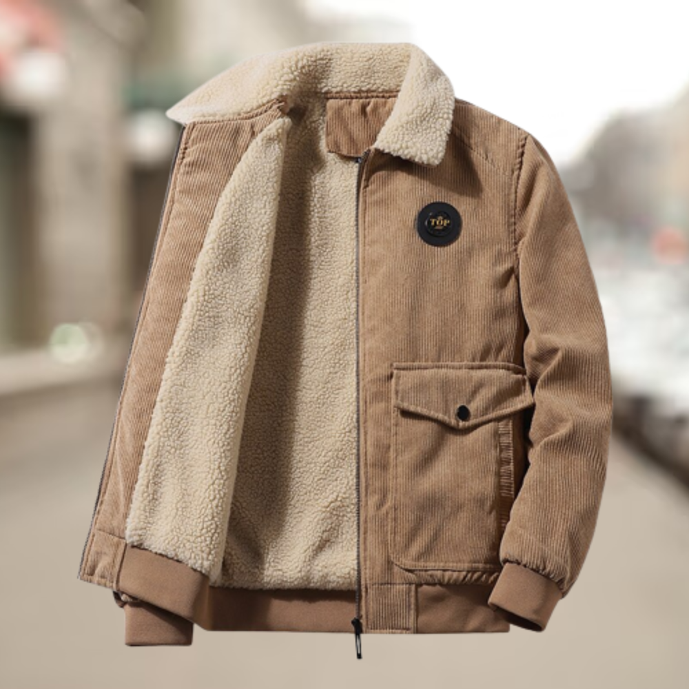 Conrad | Chik Ribstrikket Bomber Jakke med Sherpakrave