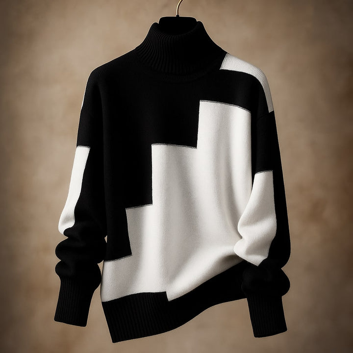Cynthia | Effortless Color Block Relaxed Fit Turtleneck Sweater
