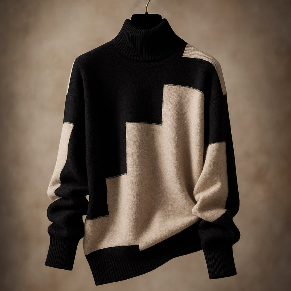 Cynthia | Effortless Color Block Relaxed Fit Turtleneck Sweater
