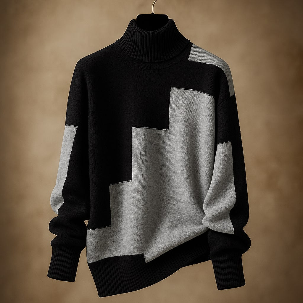 Cynthia | Effortless Color Block Relaxed Fit Turtleneck Sweater