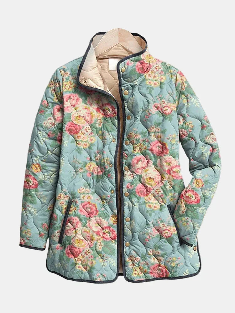 Cynthia | Graceful Floral Print Quilted Jacket