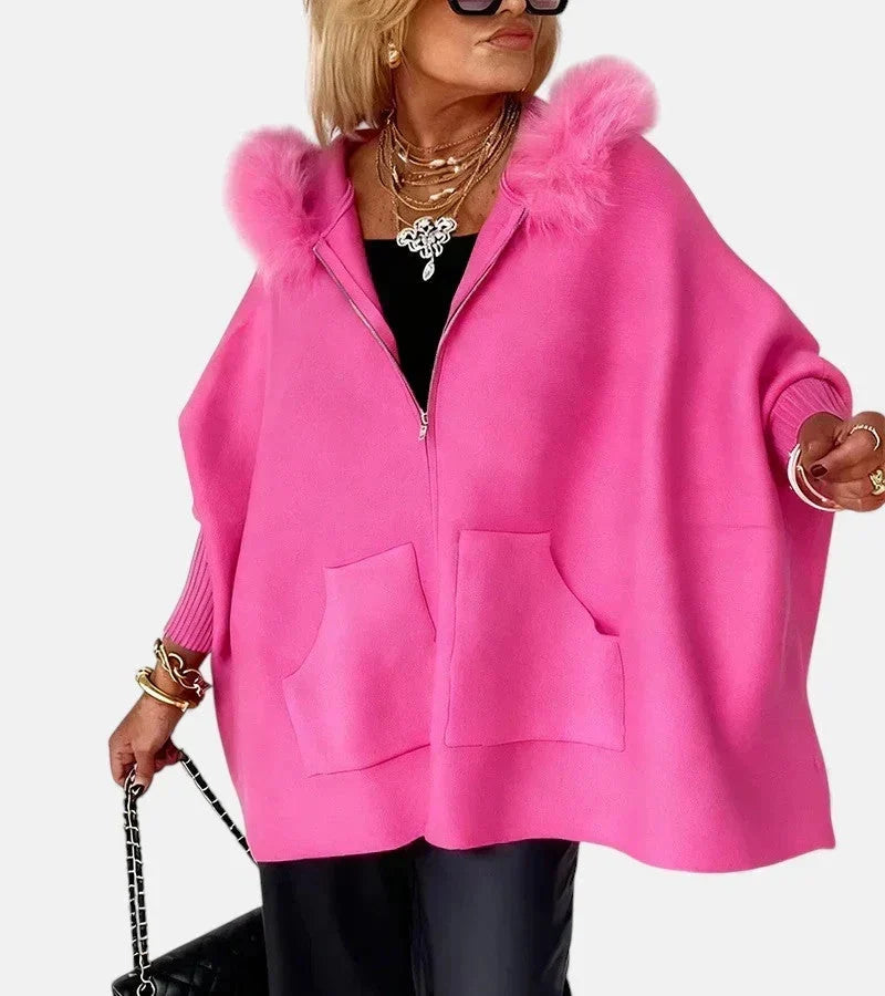 Cynthia | Refined Oversized Hooded Zip Up Poncho