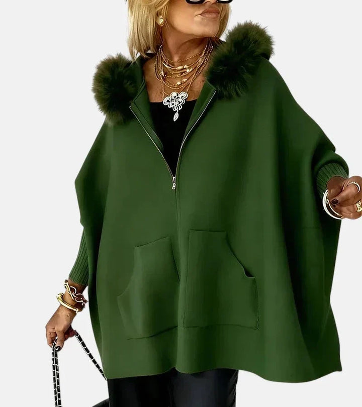 Cynthia | Refined Oversized Hooded Zip Up Poncho