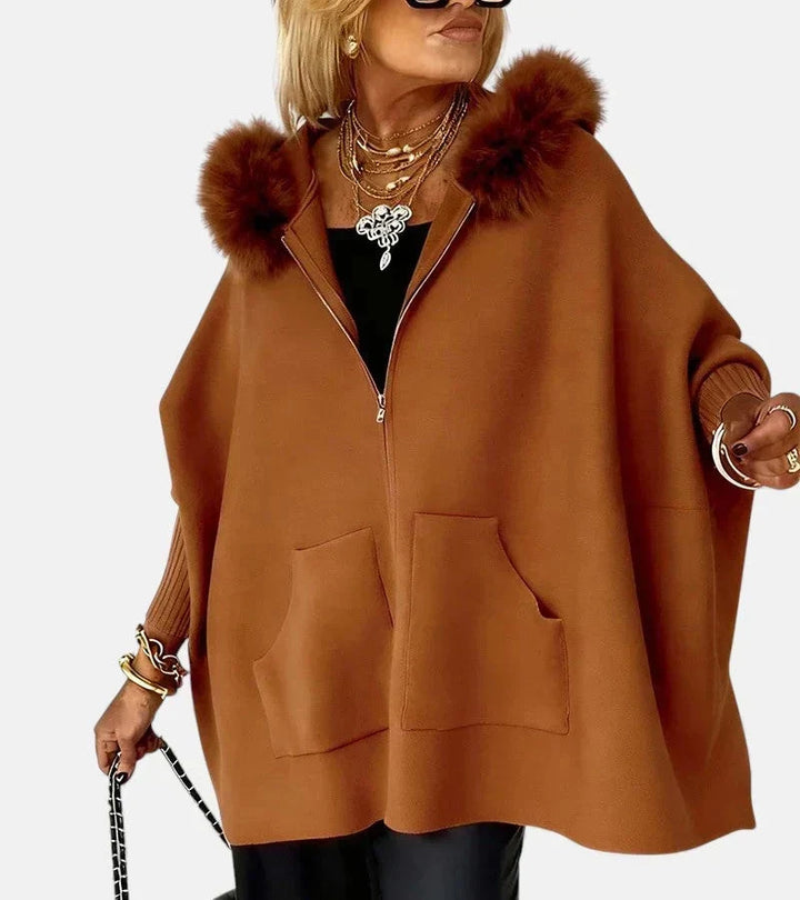 Cynthia | Refined Oversized Hooded Zip Up Poncho