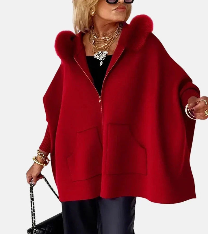 Cynthia | Refined Oversized Hooded Zip Up Poncho