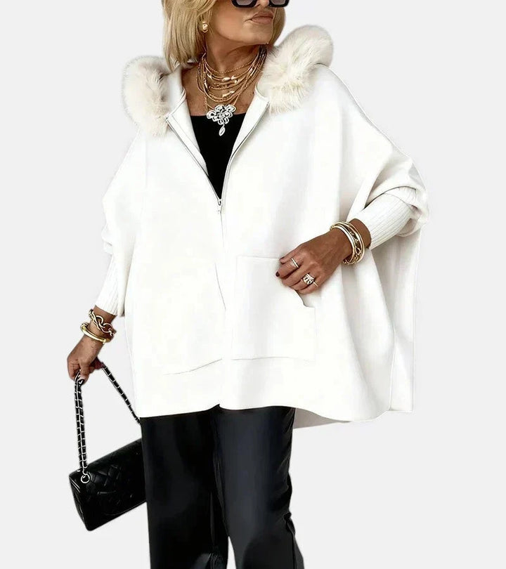 Cynthia | Refined Oversized Hooded Zip Up Poncho