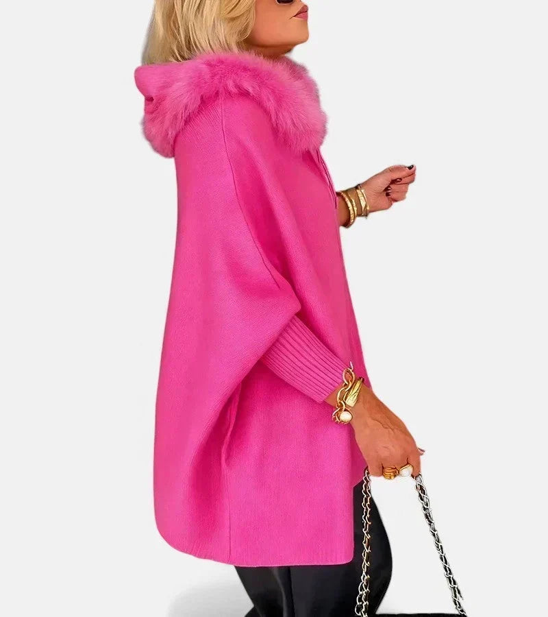 Cynthia | Refined Oversized Hooded Zip Up Poncho