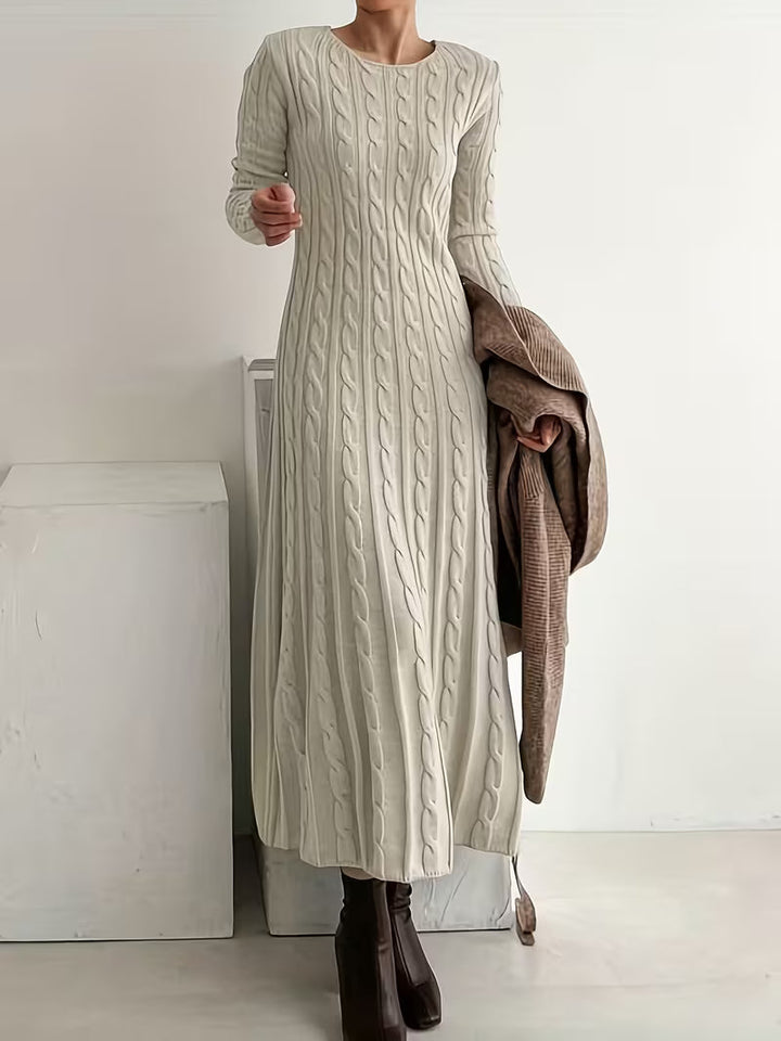 Cynthia | Timeless Cable Knit Long Sleeve Maxi Sweater Dress