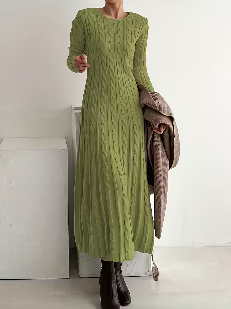 Cynthia | Timeless Cable Knit Long Sleeve Maxi Sweater Dress