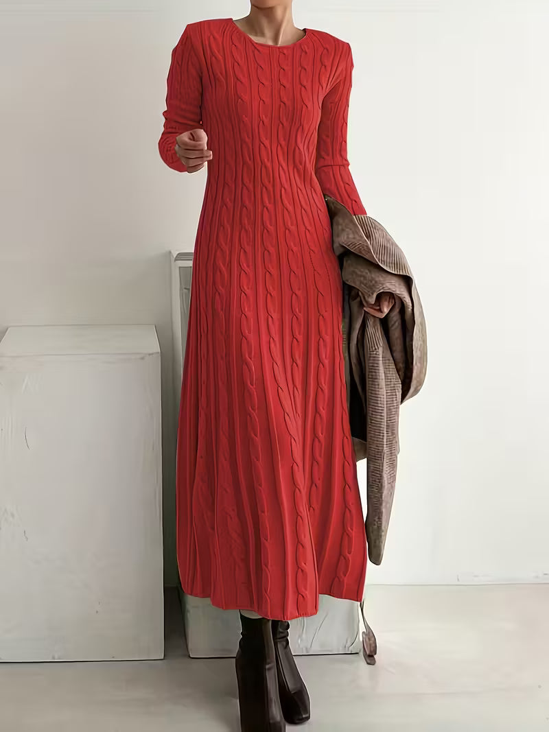 Cynthia | Timeless Cable Knit Long Sleeve Maxi Sweater Dress