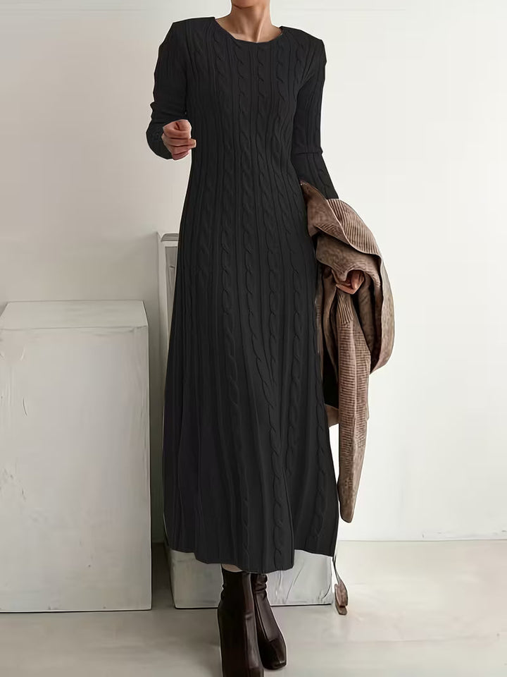 Cynthia | Timeless Cable Knit Long Sleeve Maxi Sweater Dress