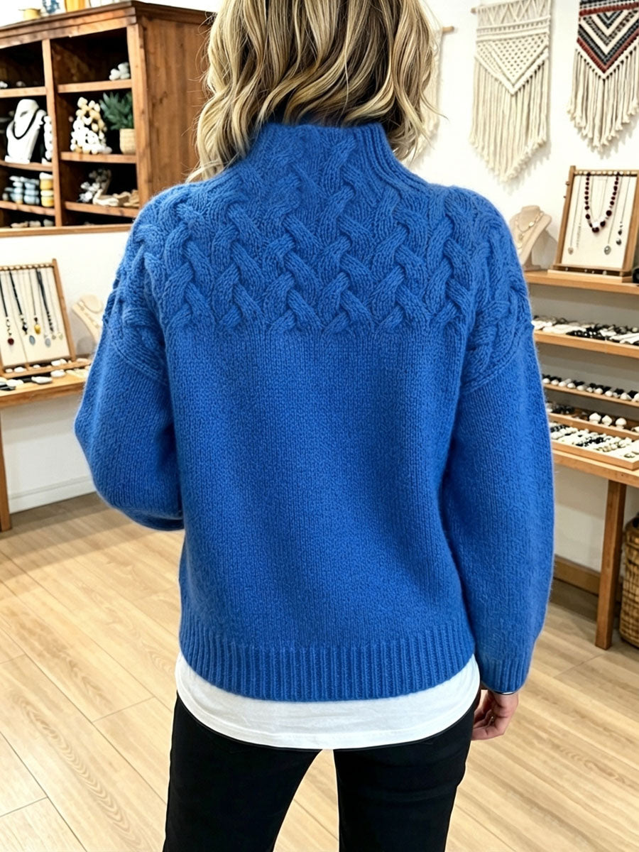 Danielle | Classic Mock Neck Cable Knit Sweater