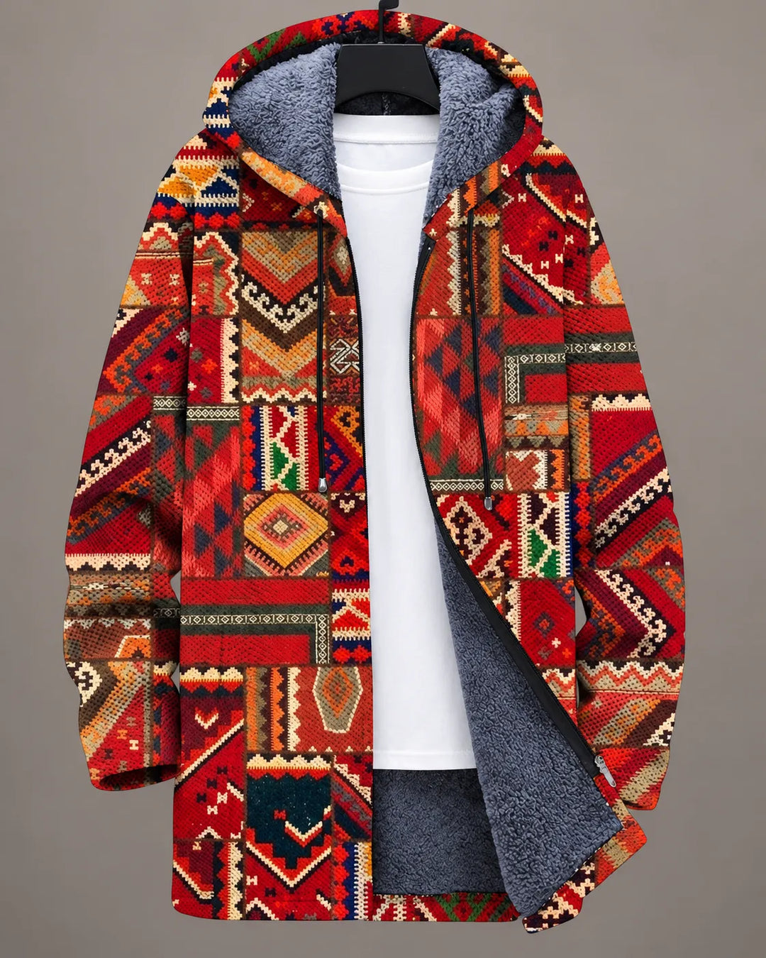 Danielle | Geometric Print Hooded Quilted Jacket