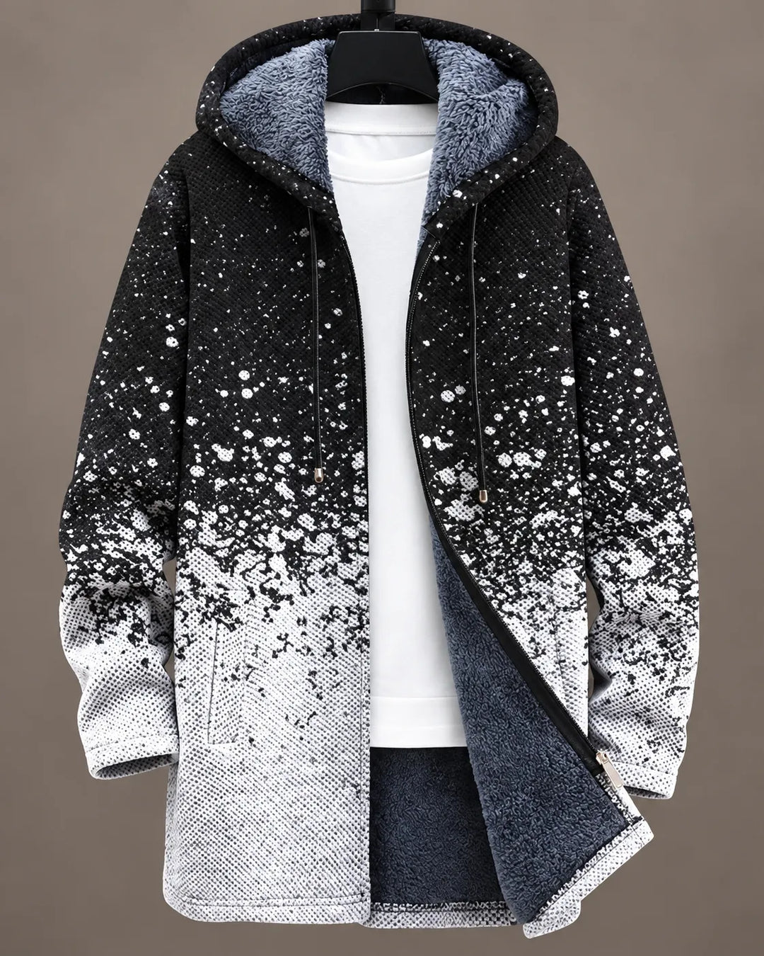 Danielle | Geometric Print Hooded Quilted Jacket