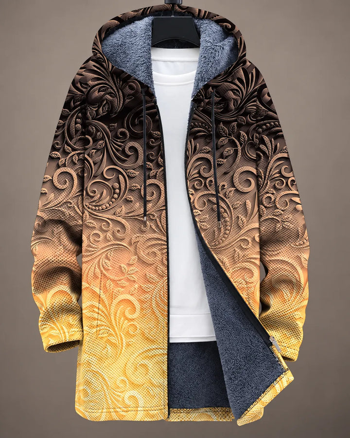 Danielle | Geometric Print Hooded Quilted Jacket