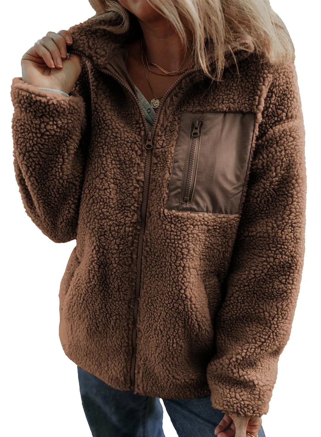 Debra | Stylish Teddy Full Zip Fleece Jacket