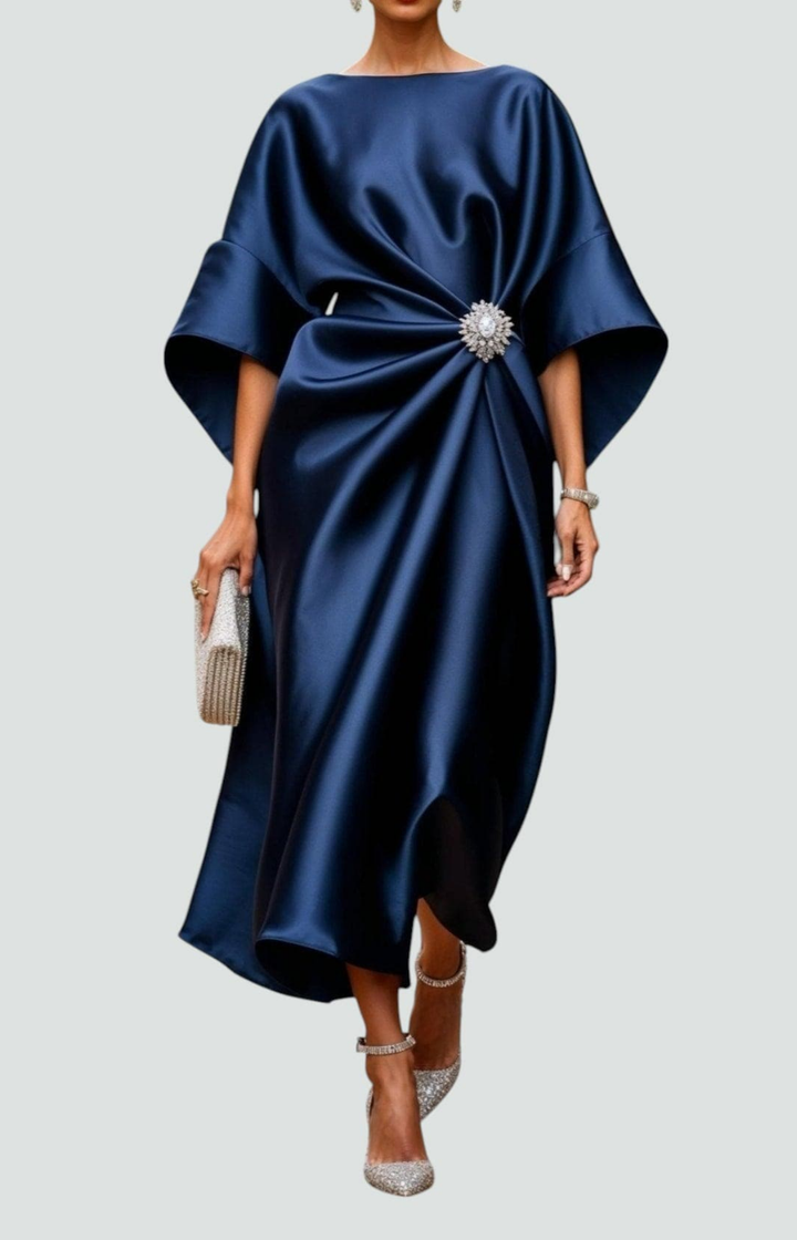 Denise | Chic Draped Batwing Sleeve Winter Wedding Guest Dress
