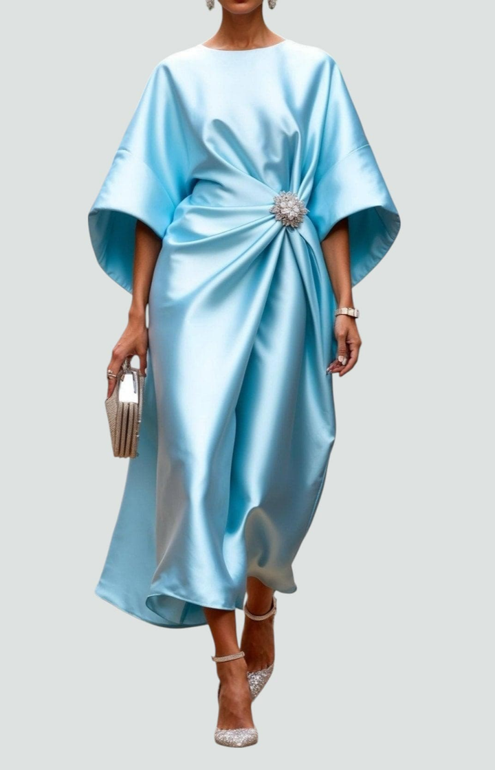Denise | Chic Draped Batwing Sleeve Winter Wedding Guest Dress