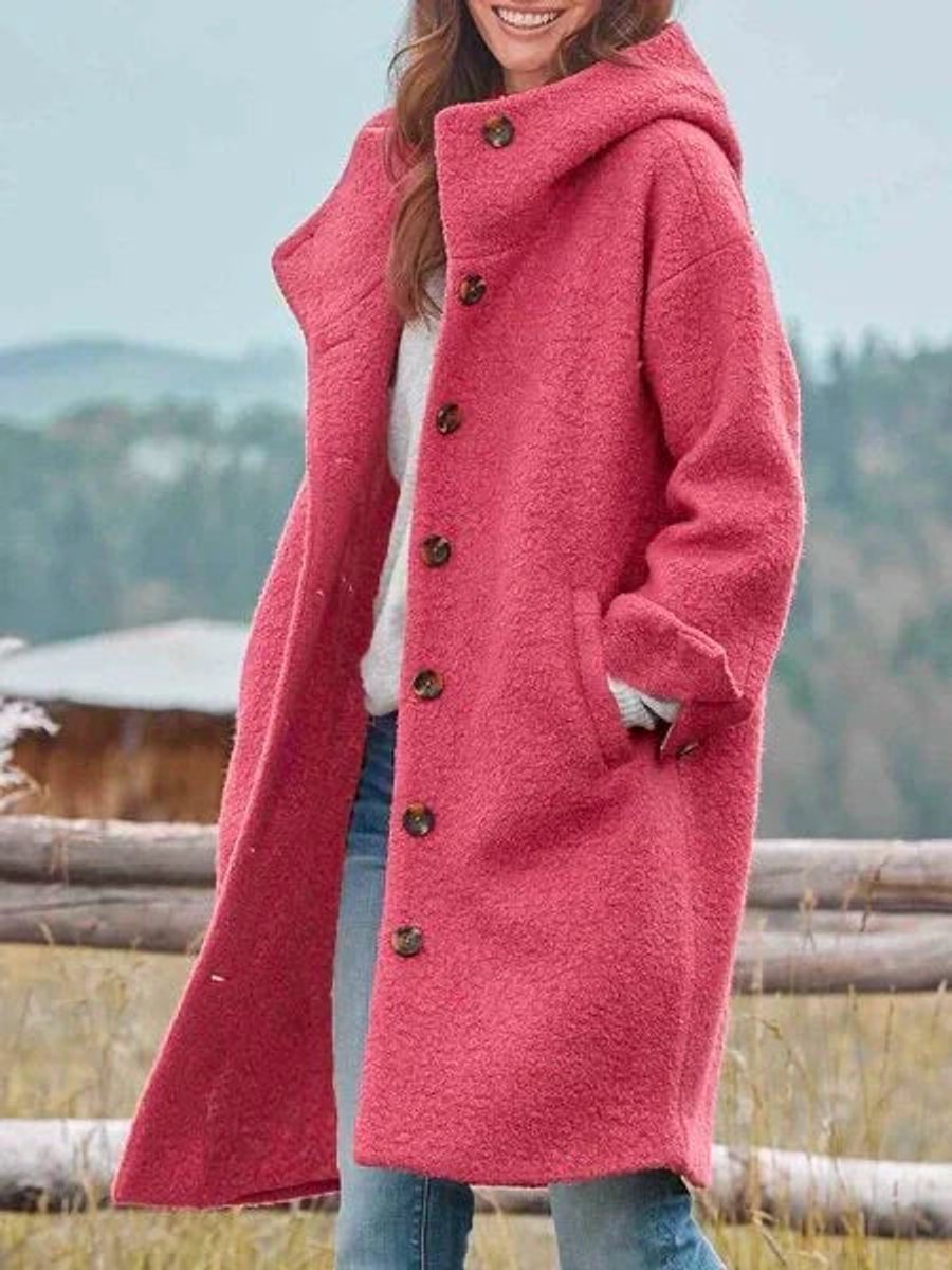 Denise | Chic Long Hooded Button-Front Winter Coat
