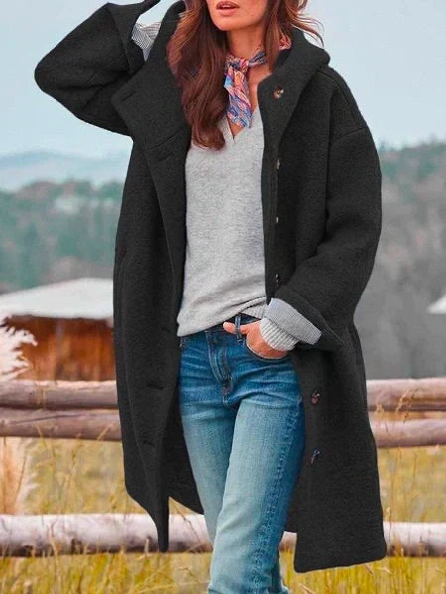 Denise | Chic Long Hooded Button-Front Winter Coat