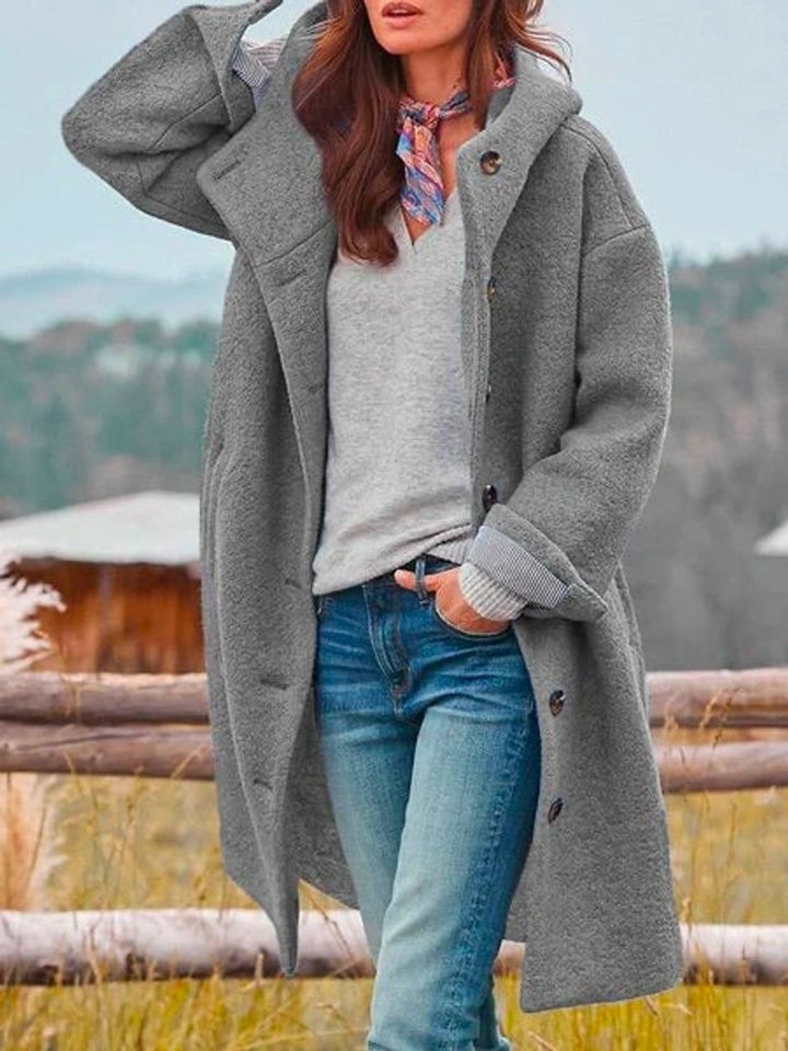 Denise | Chic Long Hooded Button-Front Winter Coat