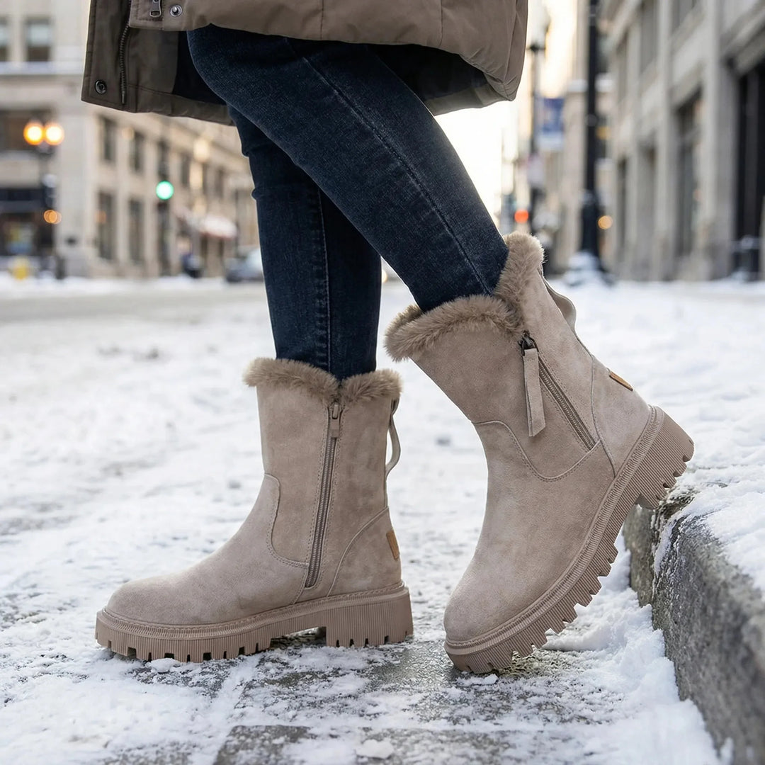 Denise | Relaxed Fur-Cuffed Platform Winter Boots