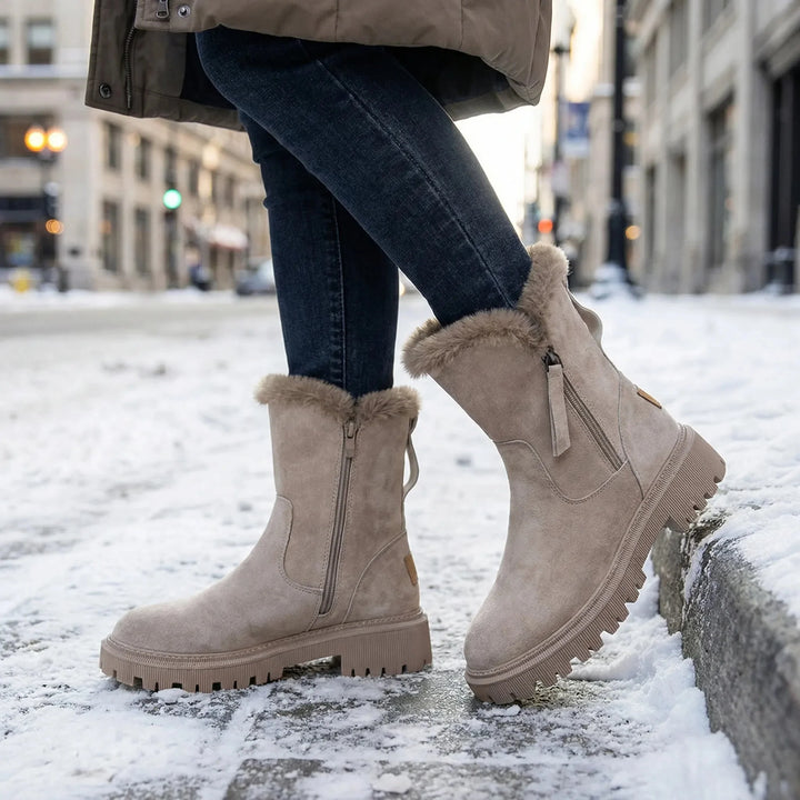 Denise | Relaxed Fur-Cuffed Platform Winter Boots