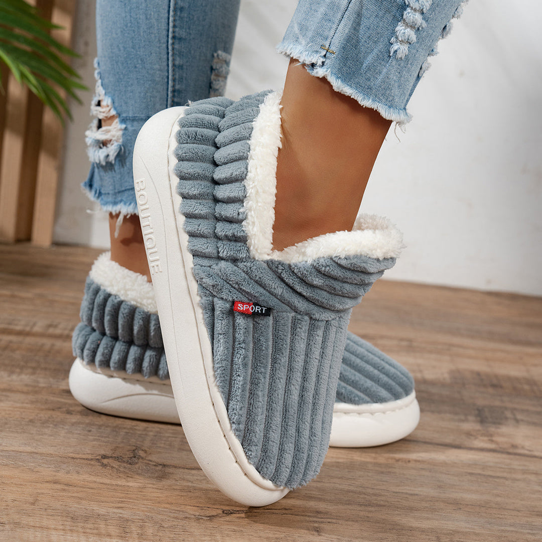 Denise | Ribbed Slip-On Winter Slippers