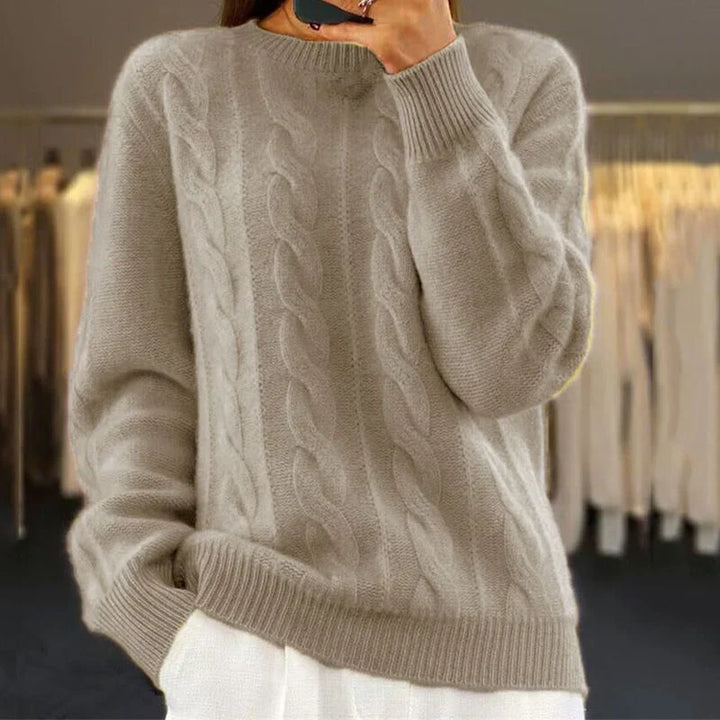 Diana | Classic Cable Knit Sweater with Crewneck