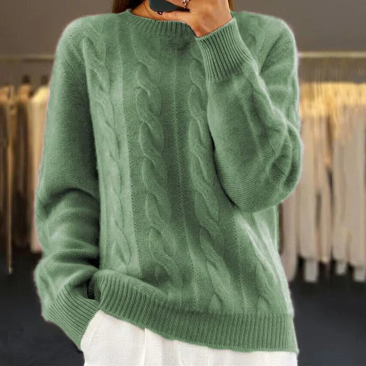 Diana | Classic Cable Knit Sweater with Crewneck