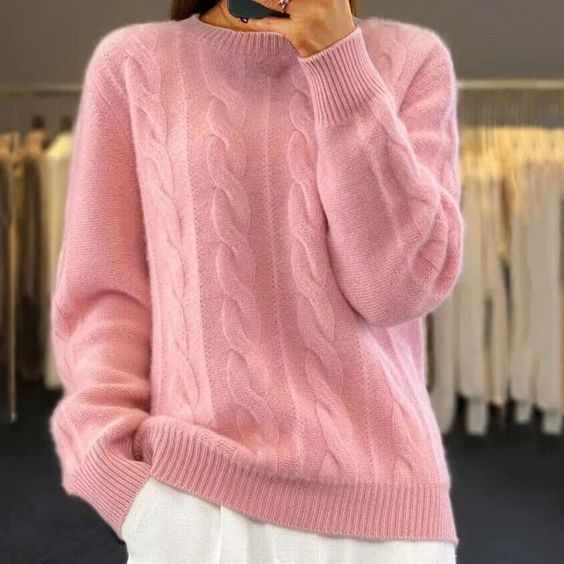 Diana | Classic Cable Knit Sweater with Crewneck