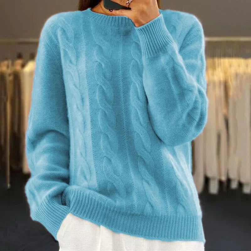 Diana | Classic Cable Knit Sweater with Crewneck
