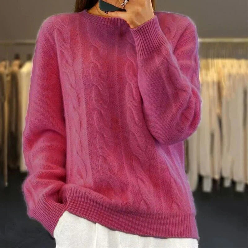 Diana | Classic Cable Knit Sweater with Crewneck