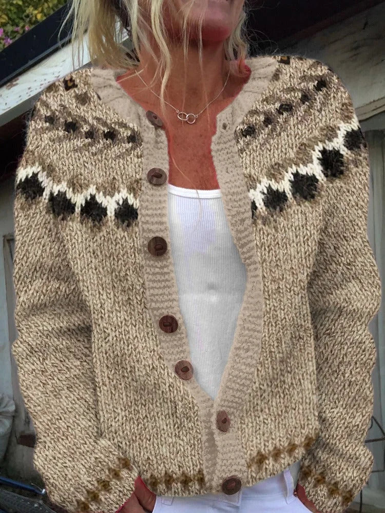 Diana | Classic Fair Isle Chunky Knit Cardigan