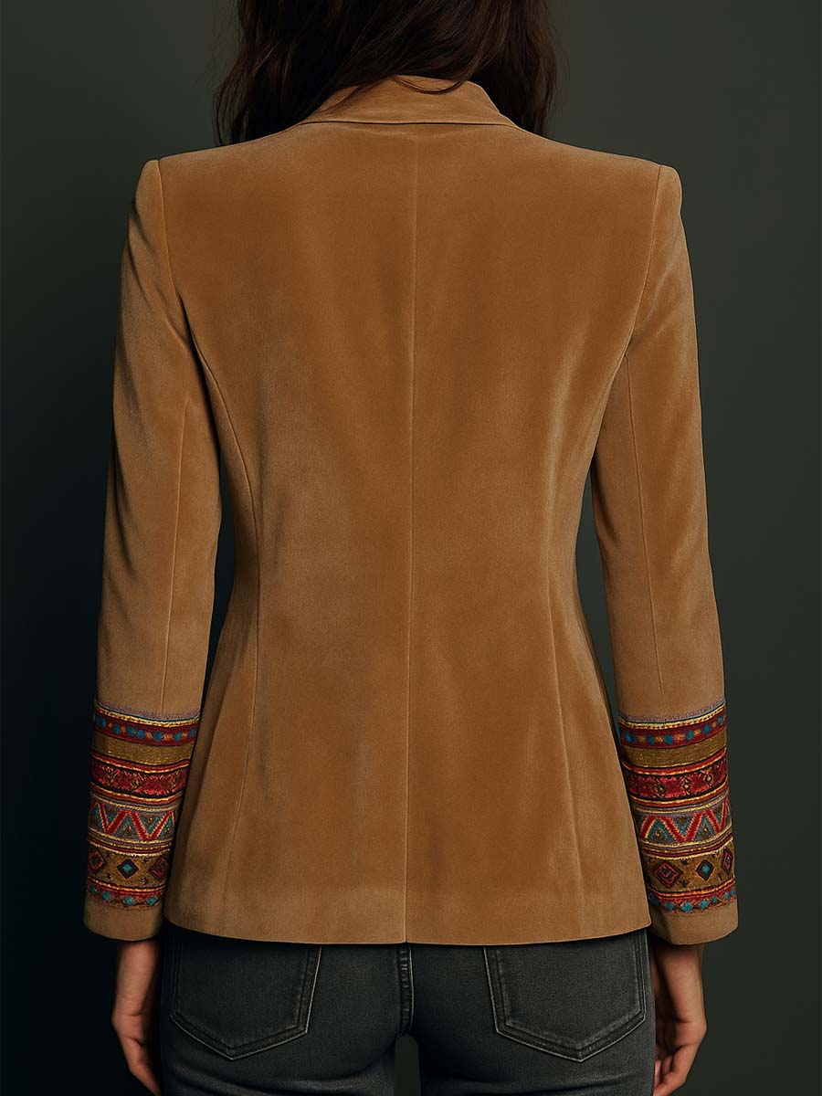 Diane | Bohemian Embroidered Shawl Collar Blazer
