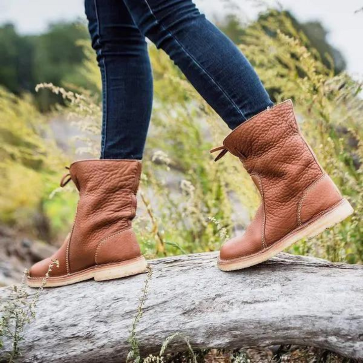 Diane | Polished Shearling-Lined Lace-Up Winter Boots