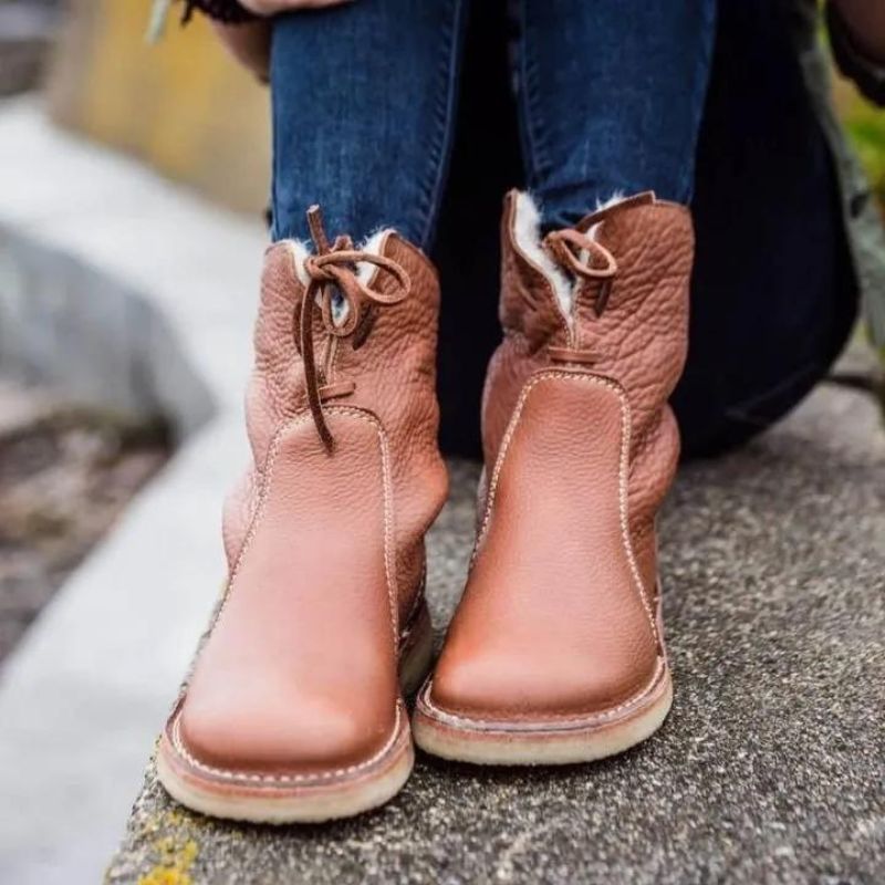 Diane | Polished Shearling-Lined Lace-Up Winter Boots