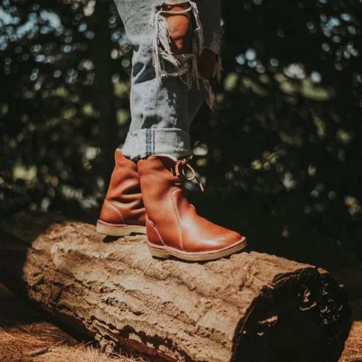 Diane | Polished Shearling-Lined Lace-Up Winter Boots