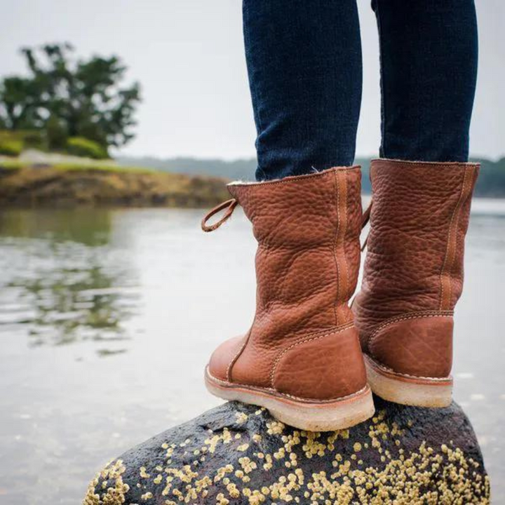 Diane | Polished Shearling-Lined Lace-Up Winter Boots