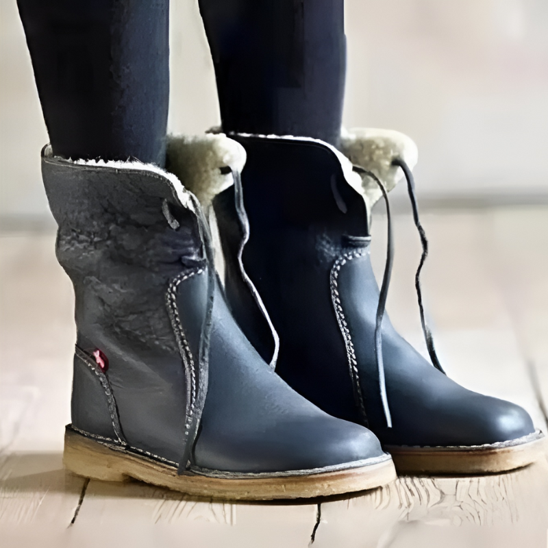 Diane | Polished Shearling-Lined Lace-Up Winter Boots