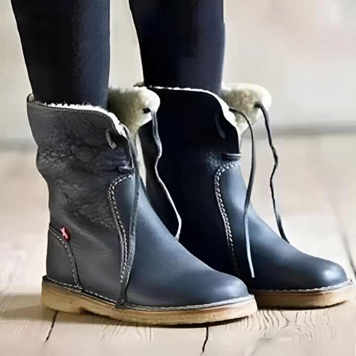 Diane | Polished Shearling-Lined Lace-Up Winter Boots