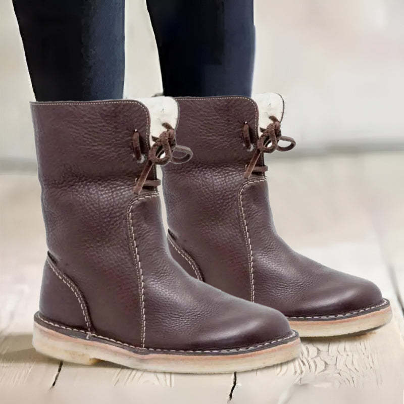 Diane | Polished Shearling-Lined Lace-Up Winter Boots