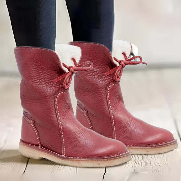 Diane | Polished Shearling-Lined Lace-Up Winter Boots
