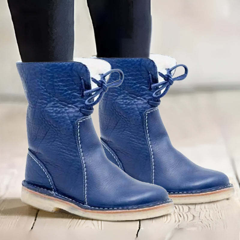 Diane | Polished Shearling-Lined Lace-Up Winter Boots