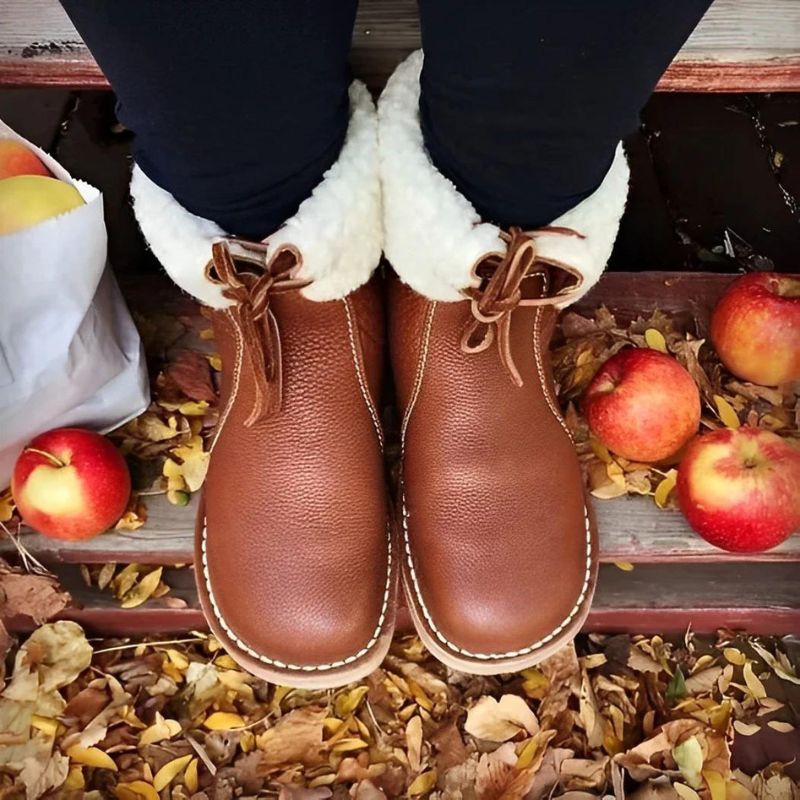 Diane | Polished Shearling-Lined Lace-Up Winter Boots