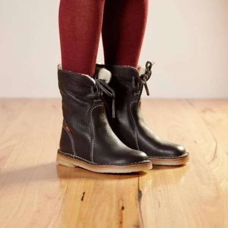 Diane | Polished Shearling-Lined Lace-Up Winter Boots